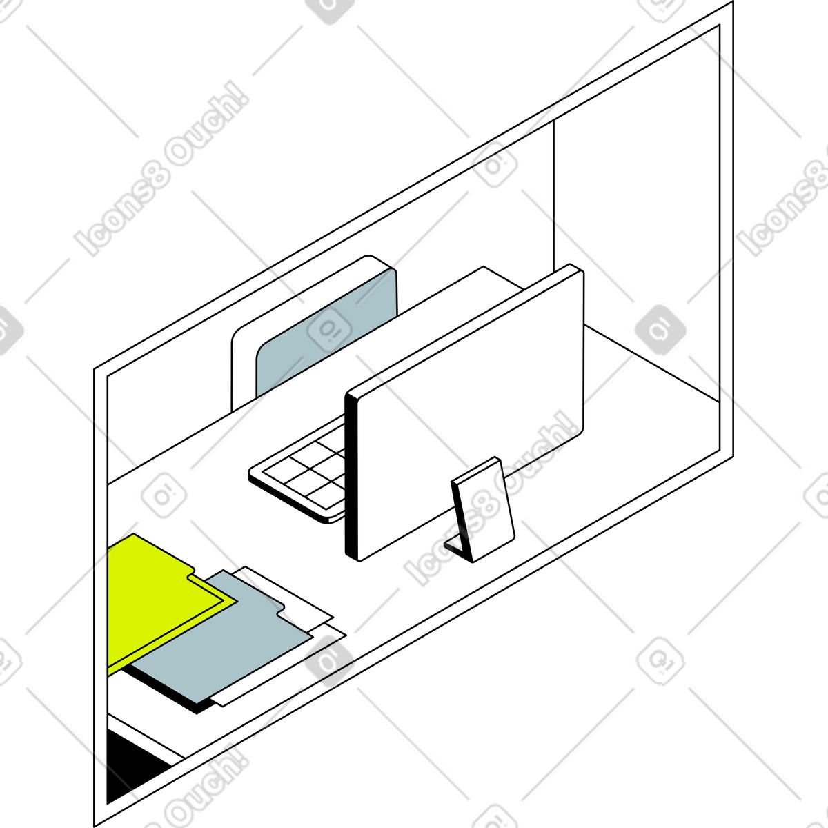 Illustration Fenêtre du cabinet irm dans le style Isometric à télécharger aux formats PNG, SVG