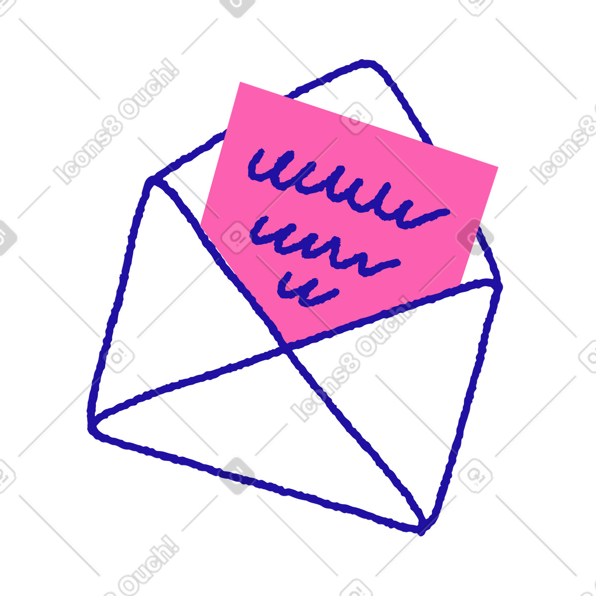 Message received with letter on pink paper illustration in Whimsy style download in PNG, SVG