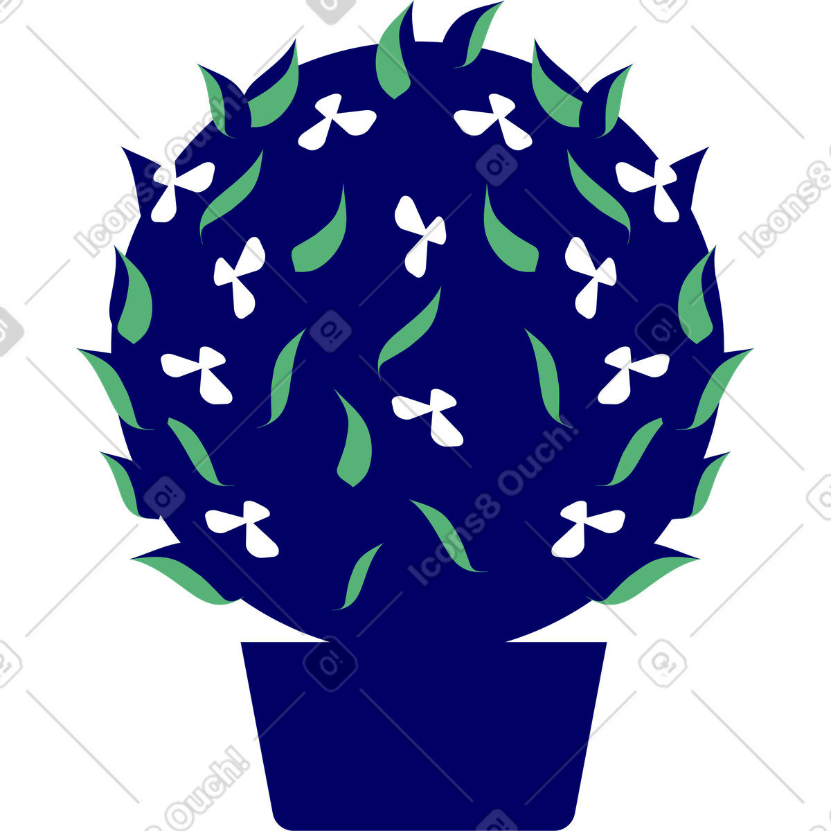 Cespuglio di fiori a forma palla illustrazione in stile Lounge scarica in PNG, SVG
