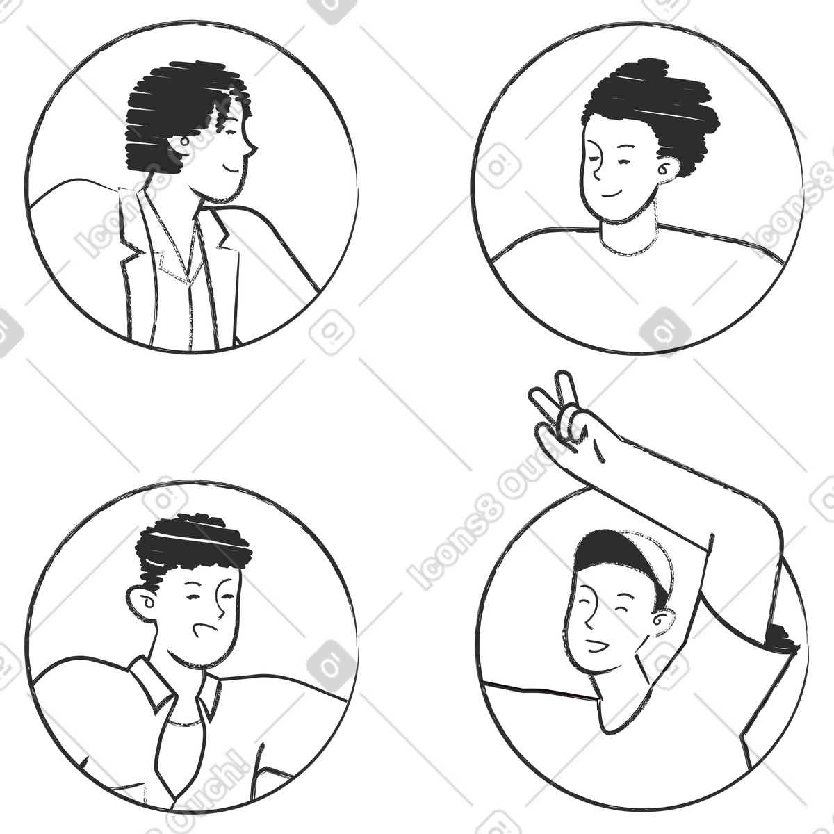 Avatare männlicher charaktere-Illustration im Graphite-Stil als Download in PNG, SVG