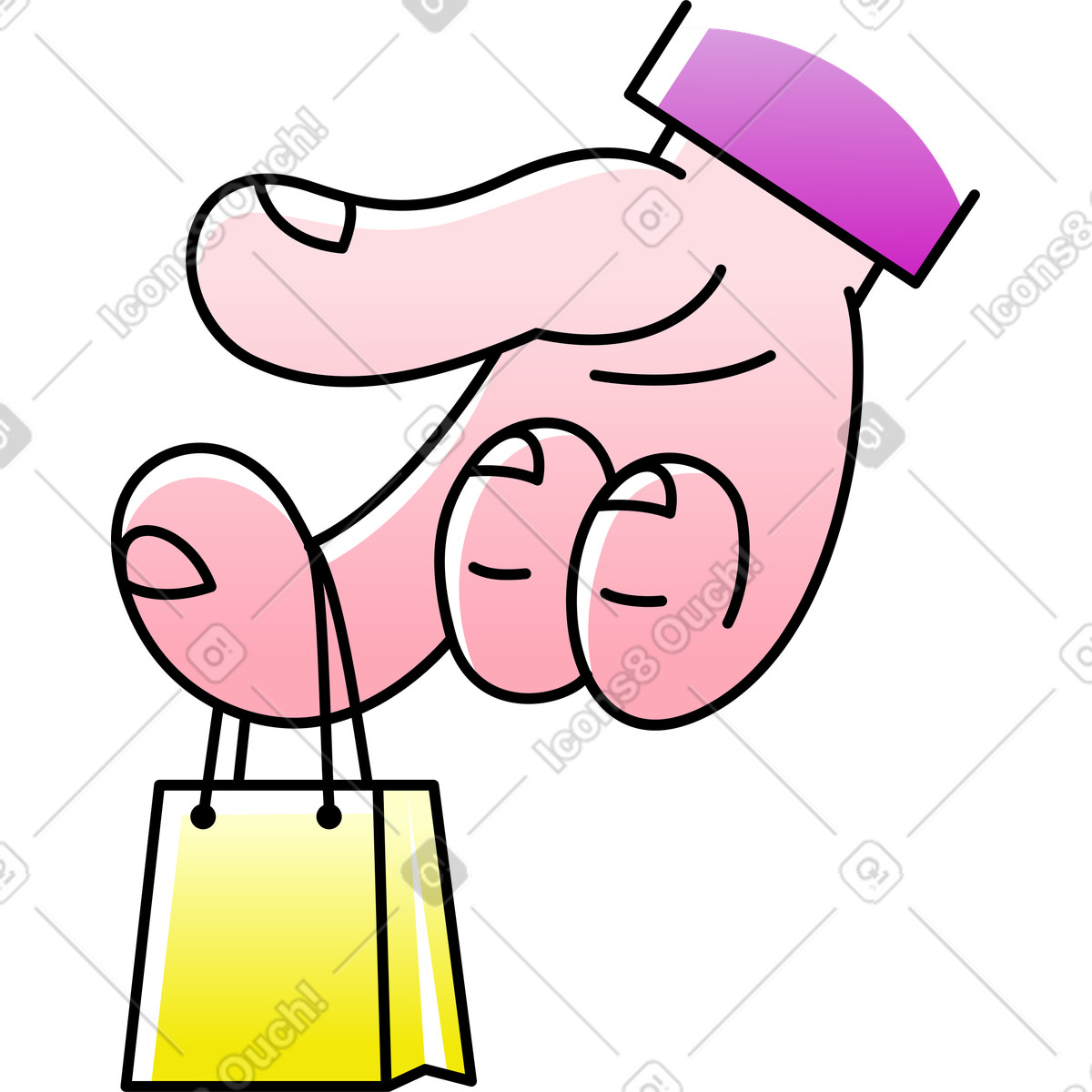 Ilustração de Mão com sacola compras em no estilo Pocus para baixar em PNG, SVG