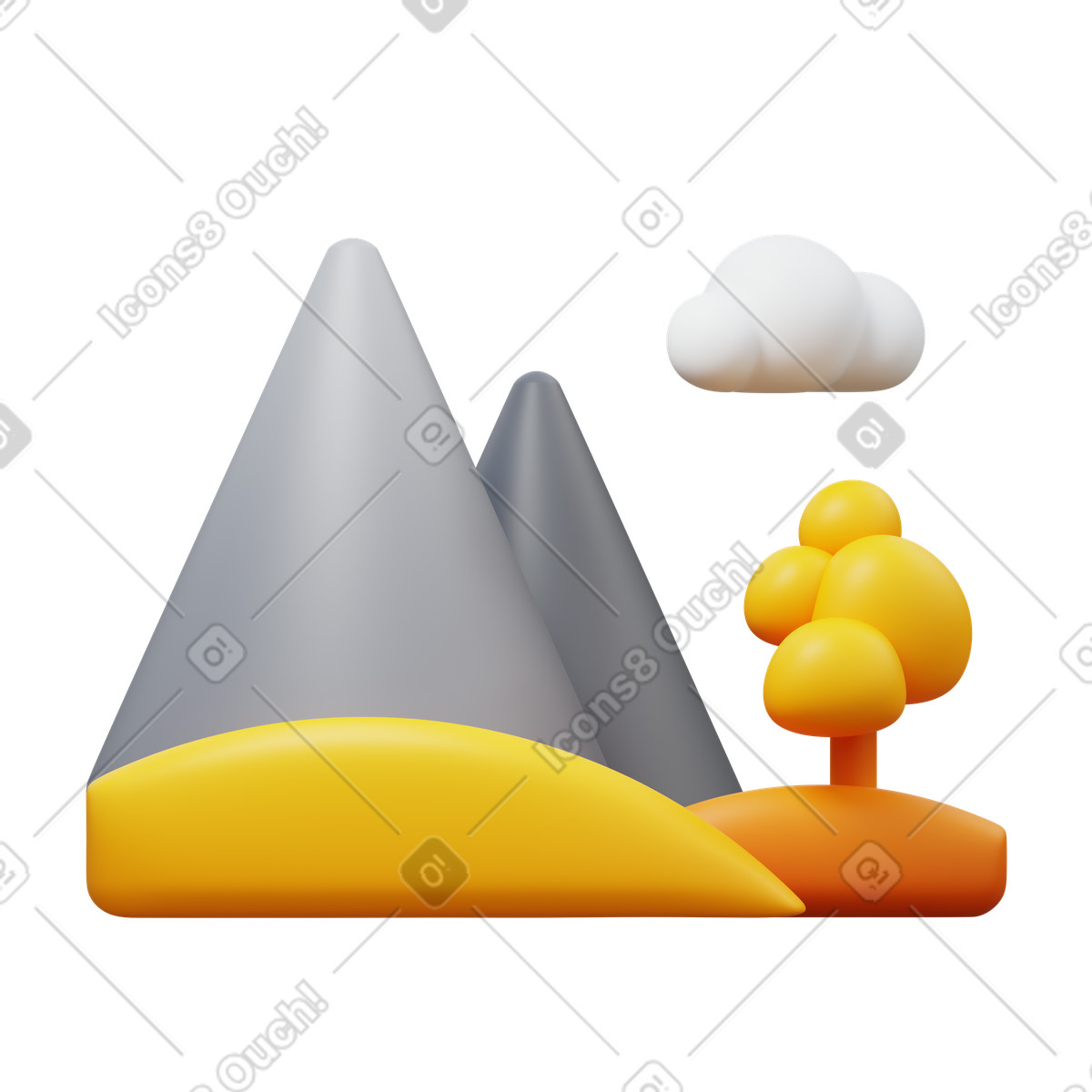 Illustration Paysage d'automne dans le style 3D Fluency à télécharger aux formats PNG, SVG