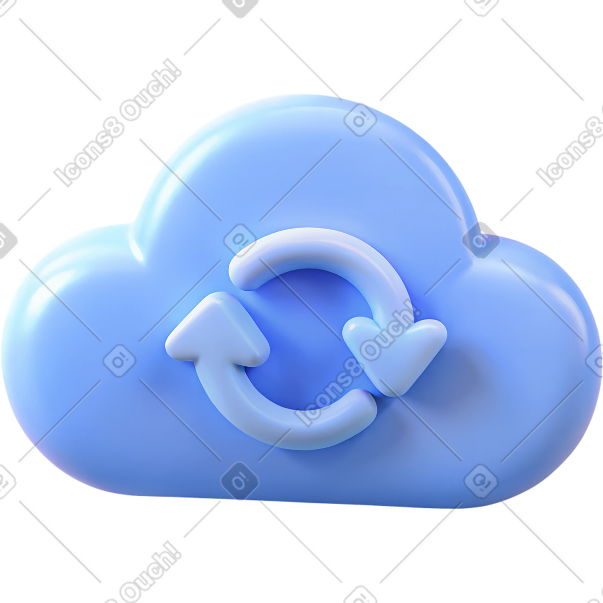 Ilustração de Nuvem azul plástico com setas sincronização em no estilo 3D Cutie para baixar em PNG, SVG