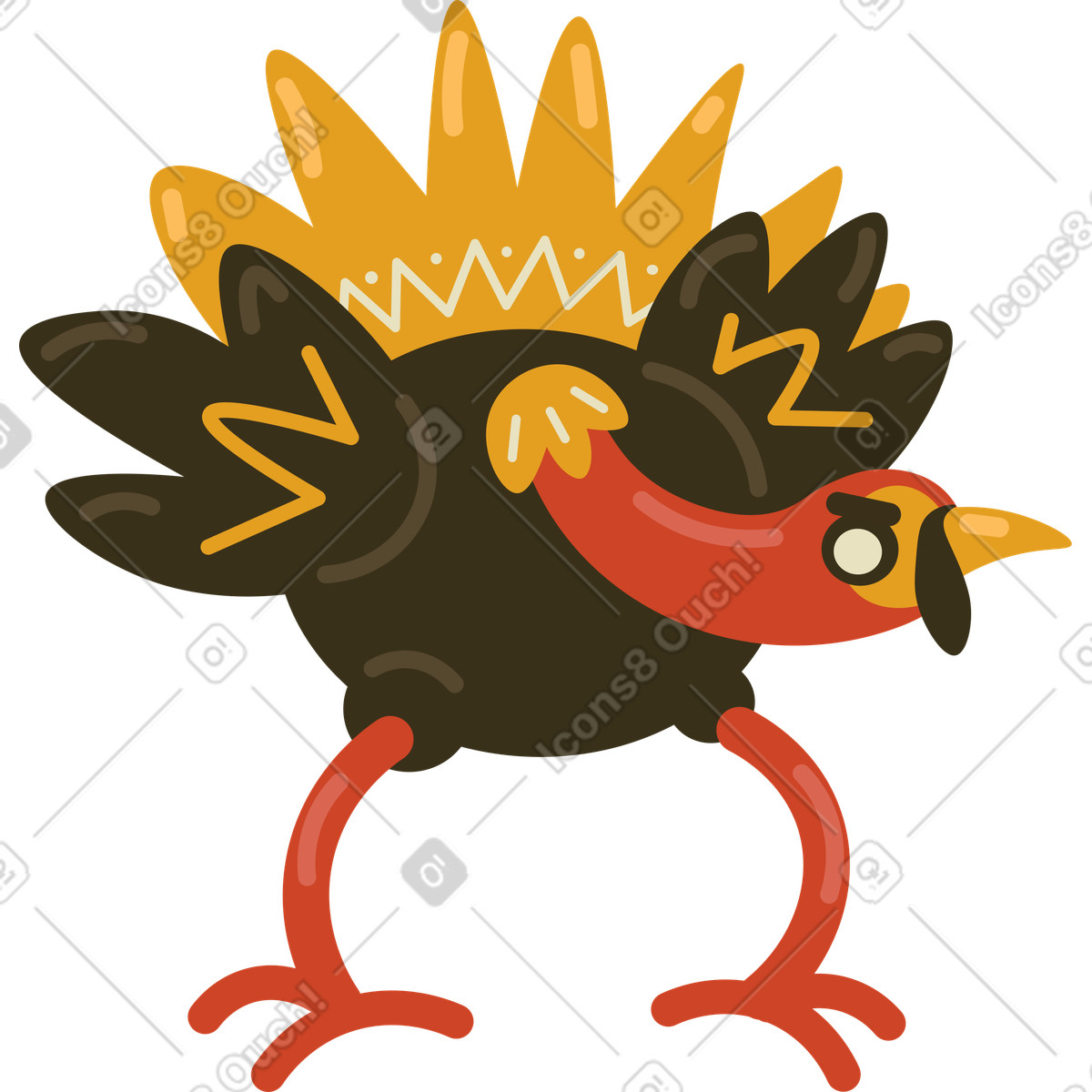 Truthahn-Illustration im Arabica-Stil als Download in PNG, SVG