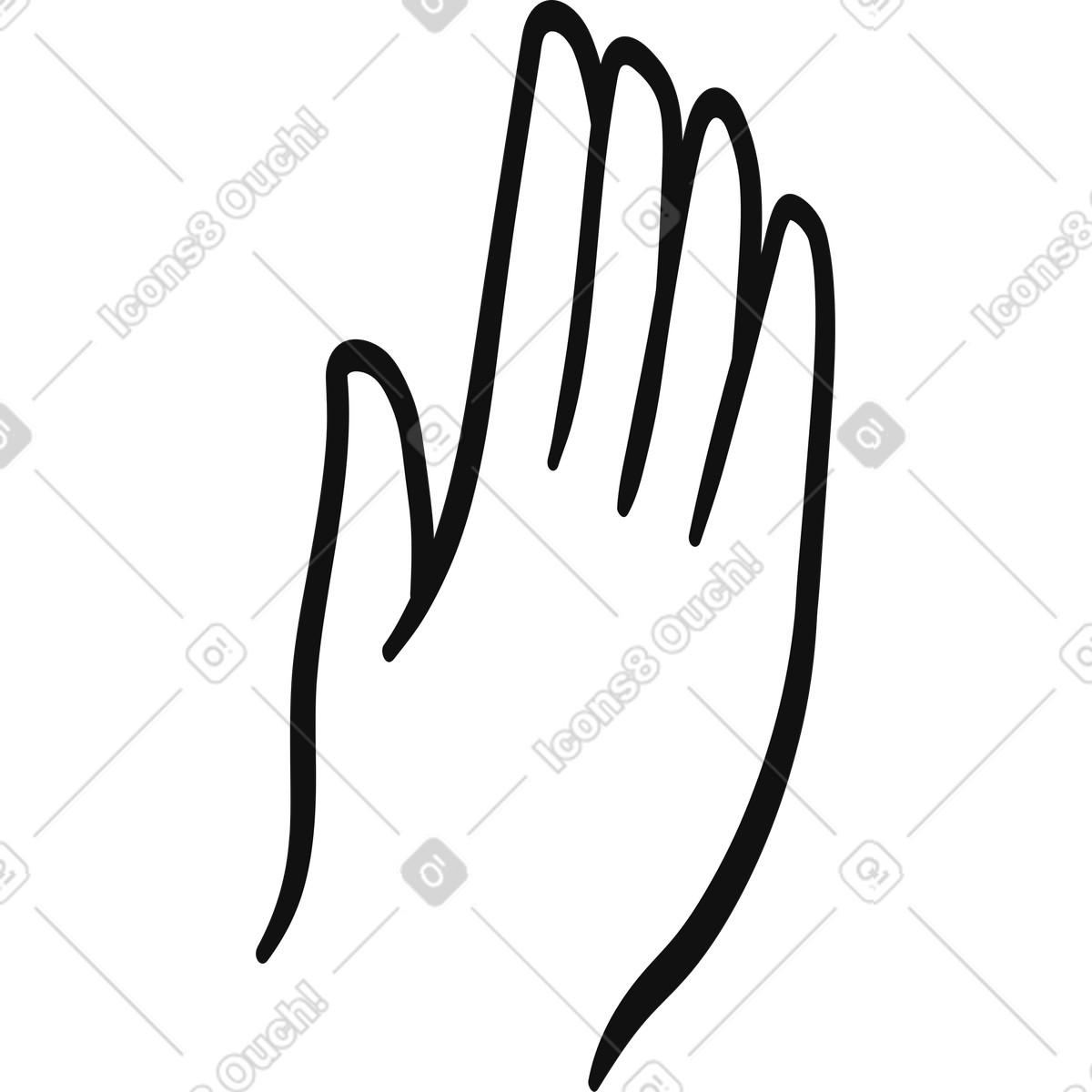 Ilustración Hand raised palm open simple outline minimalist line drawing en estilo Organic a descargar en PNG y SVG