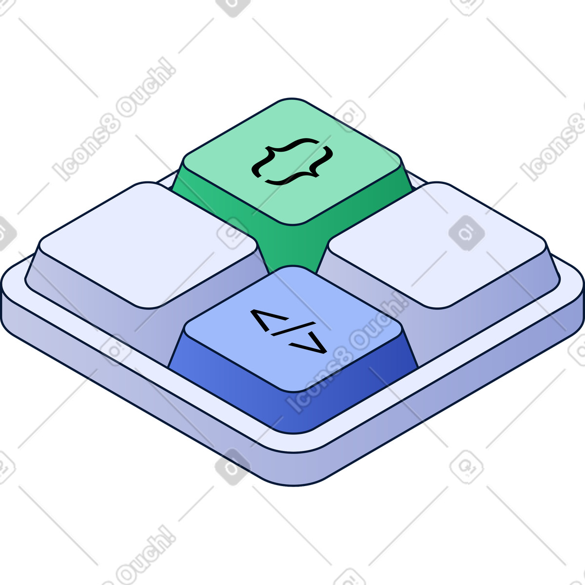 Mini keyboard with programming signs illustration in PNG, SVG