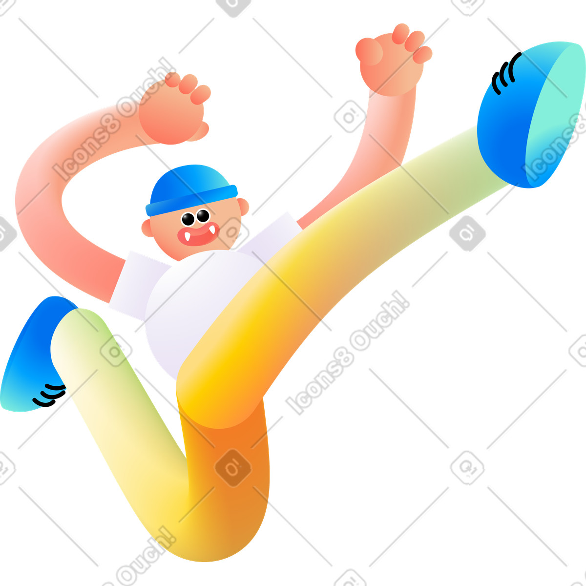 Jumping guy illustration in Puffy style download in PNG, SVG
