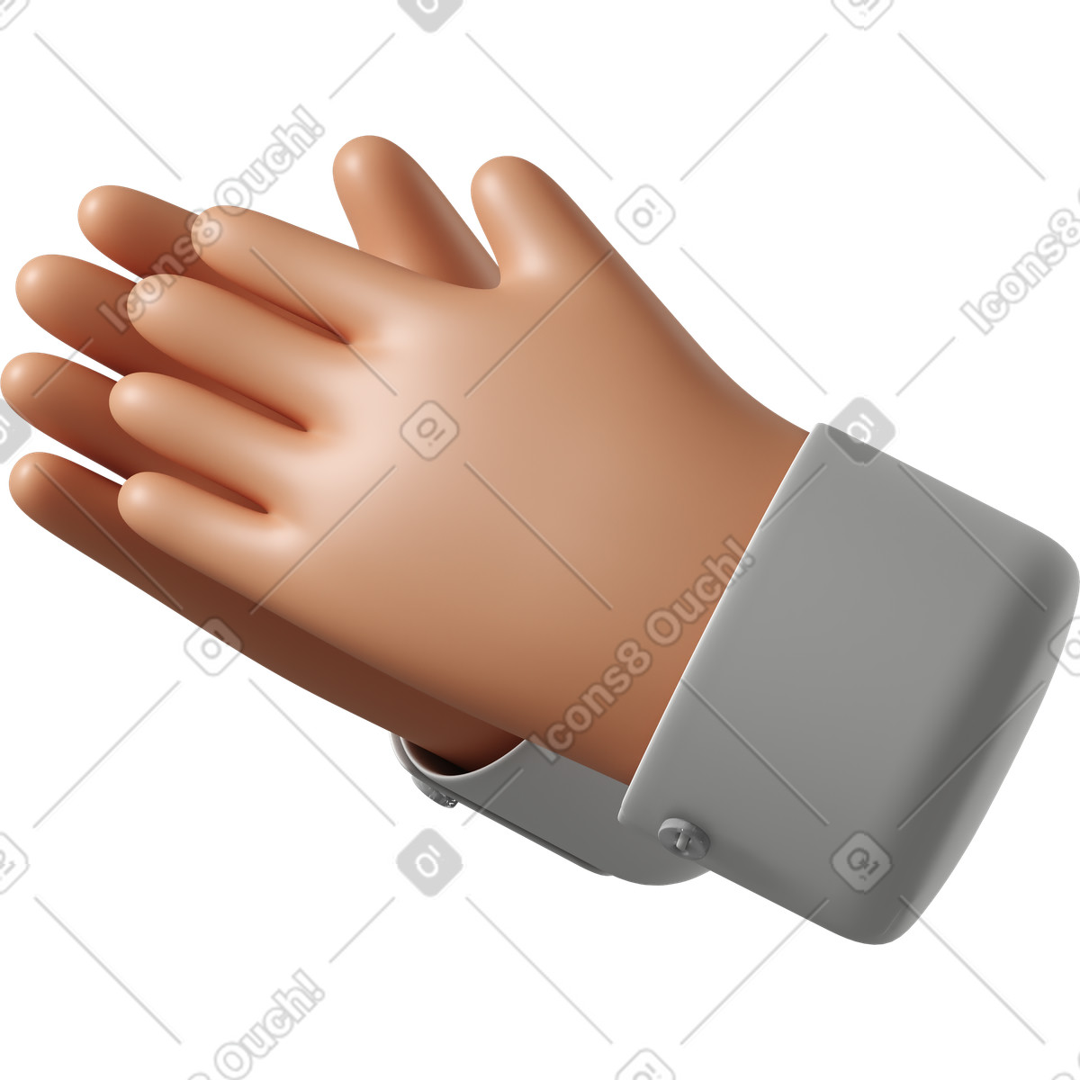 下载 3D Hands Fun&Wild 风格的 晒黑的皮肤手鼓掌 插画，支持 PNG、SVG 格式