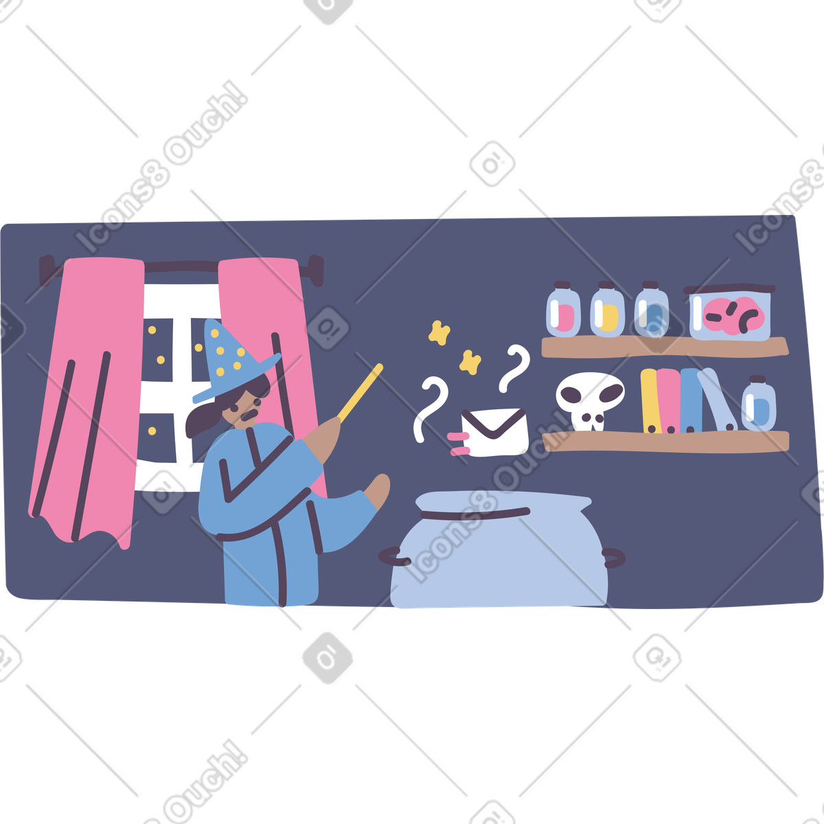 Magie, nachricht gesendet-Illustration im Pluto-Stil als Download in PNG, SVG