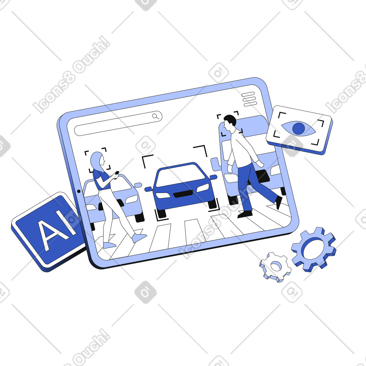 Machine vision and image recognition illustration in PNG, SVG