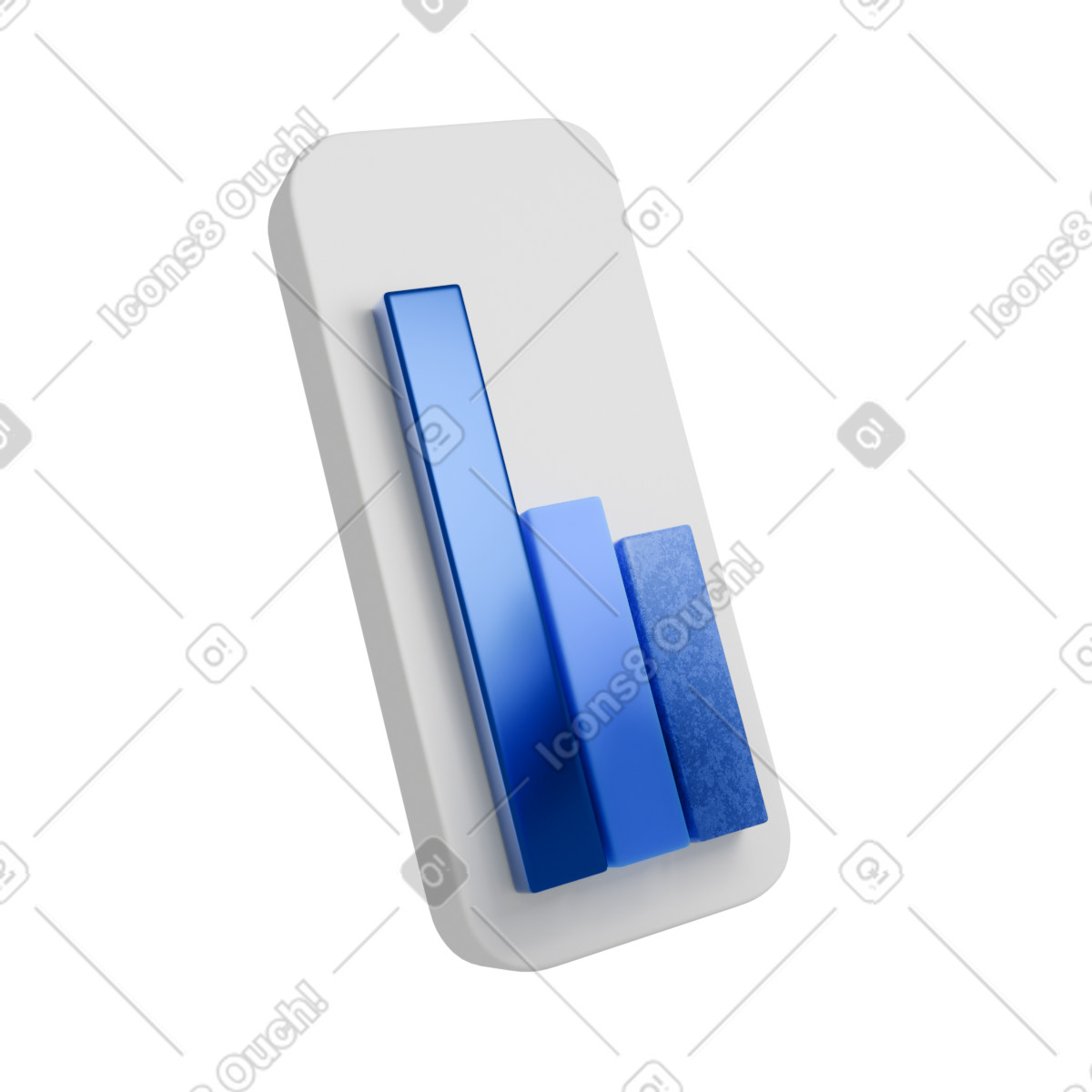 Bar graph chart illustration in 3D Blueprint style download in PNG, SVG