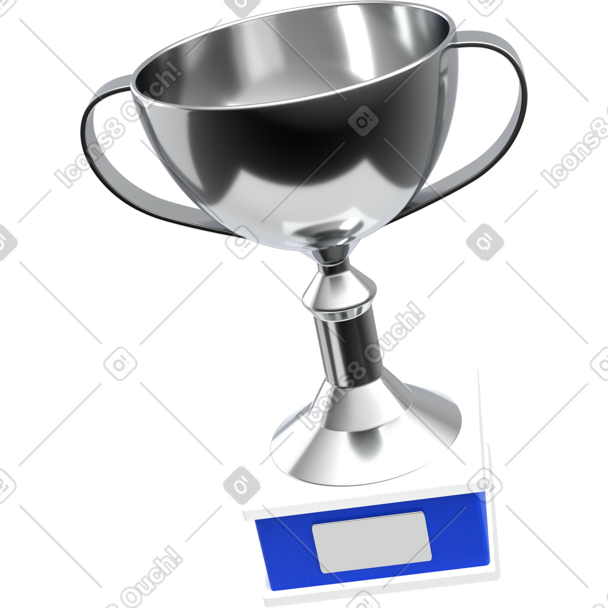 3D silver trophy cup illustration showcasing achievement reward clipart for success recognition