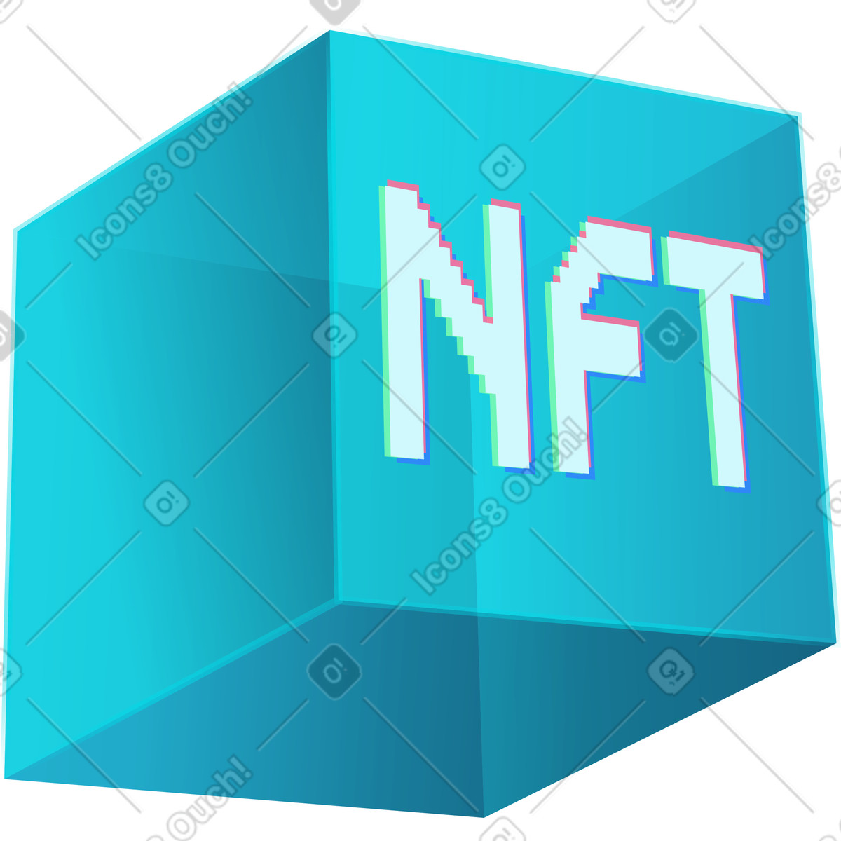 Cubo nft illustrazione in stile Neon scarica in PNG, SVG