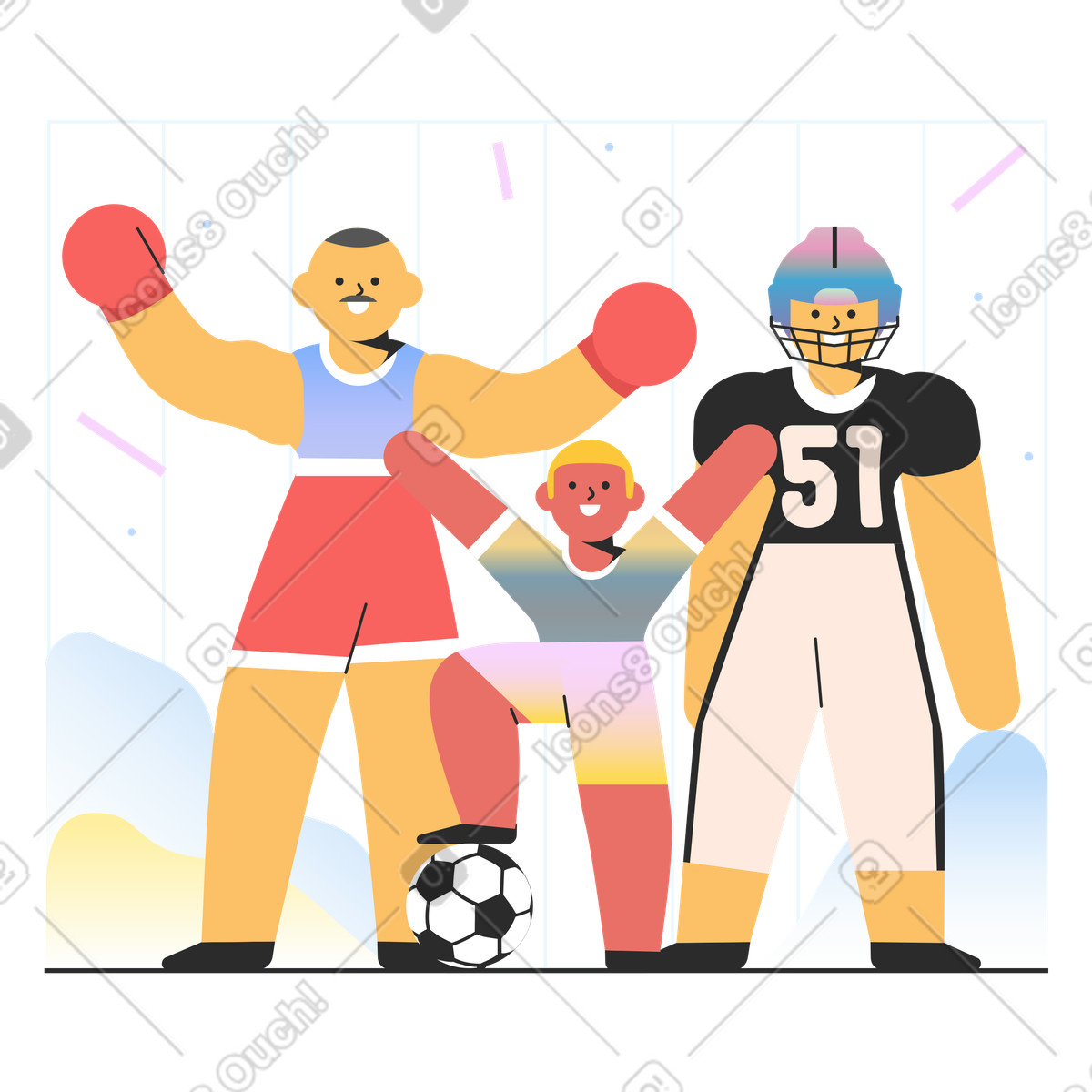 Various sports options illustration in Marginalia style download in PNG, SVG