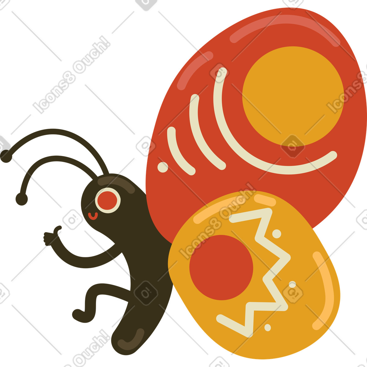 Butterfly illustration in Arabica style download in PNG, SVG