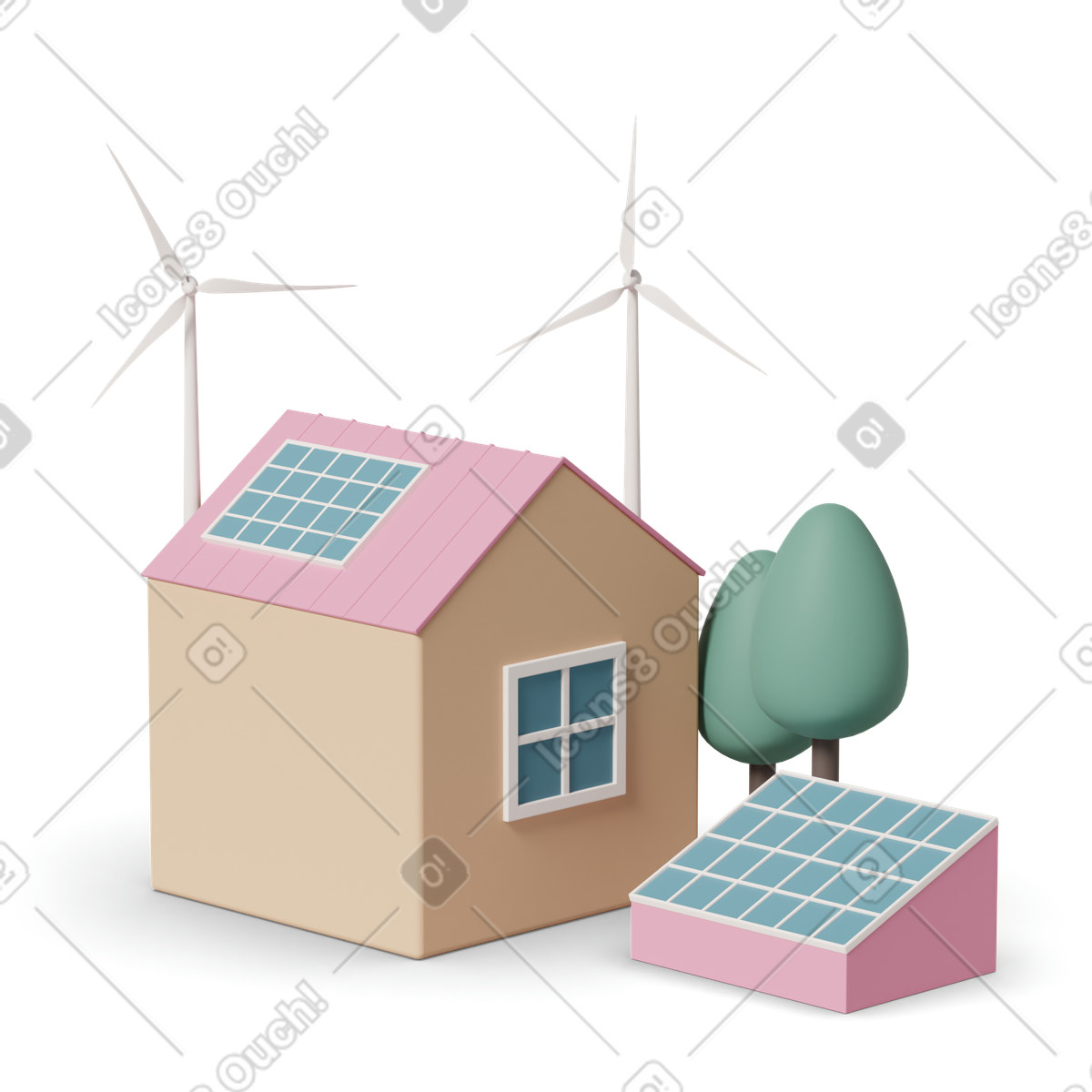 Solar panels illustration in 3D Casual life style download in PNG, SVG
