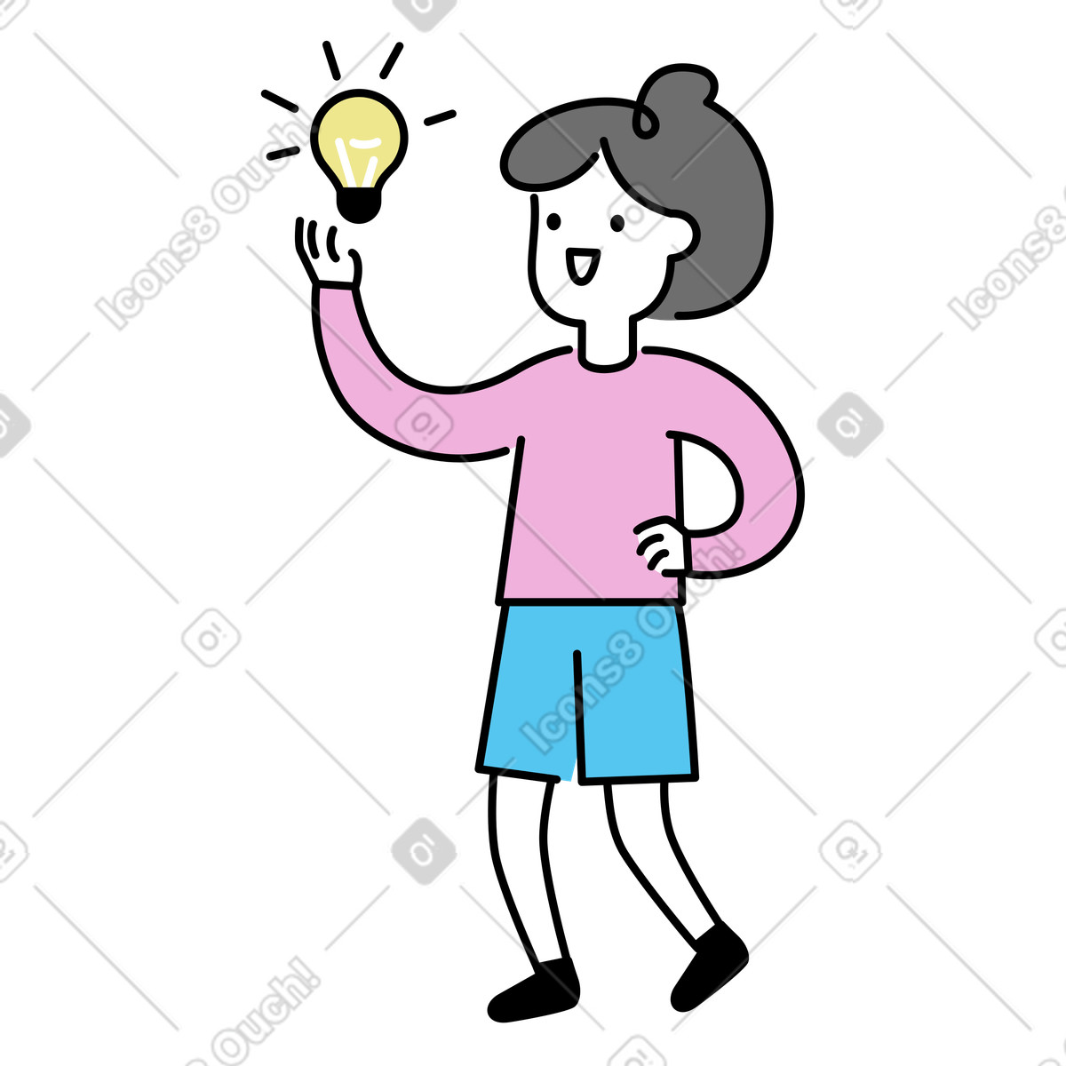 Ilustração de Having an idea, Brainstorming or problem solving em no estilo Mochi para baixar em PNG, SVG
