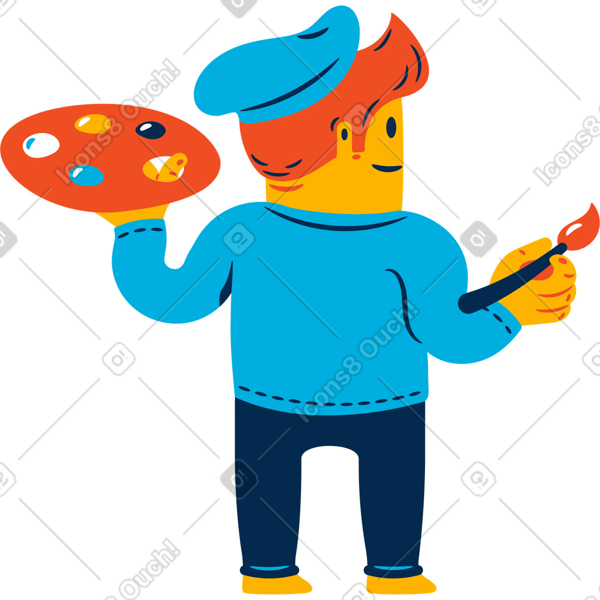 Illustration Artiste homme dans le style Flame à télécharger aux formats PNG, SVG