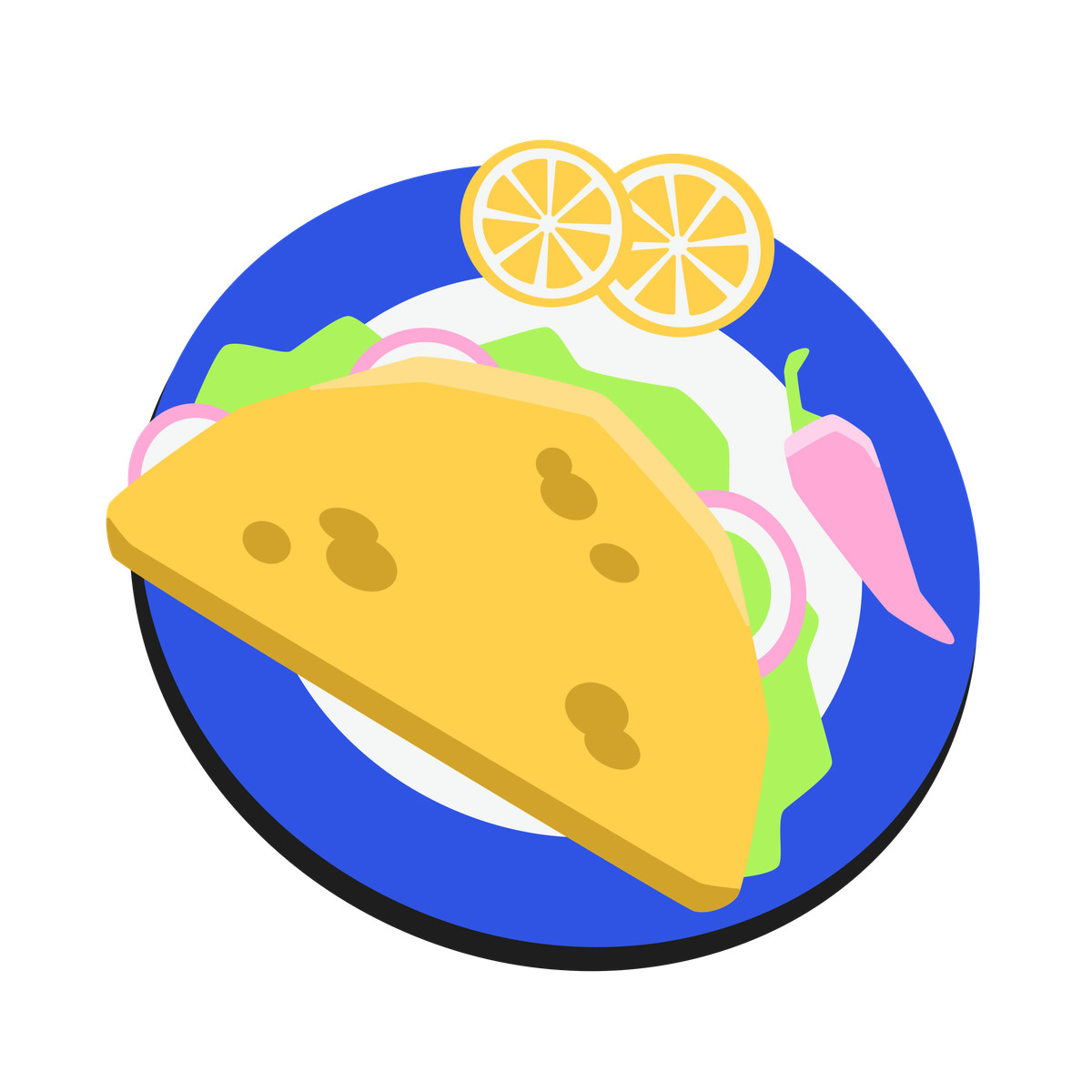 Taco with chili pepper and lemon-Illustration im Bouncy-Stil als Download in PNG, SVG