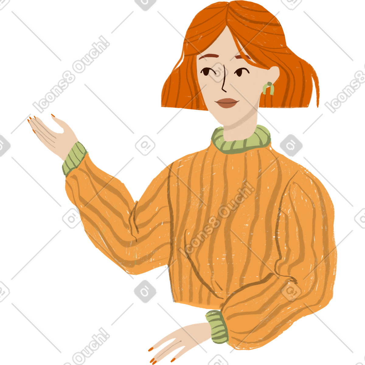 Ilustración Girl showing something with her hand en estilo Lumiere a descargar en PNG y SVG