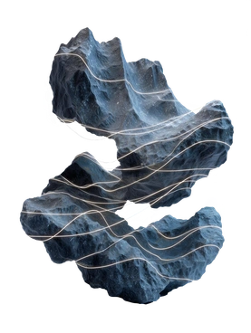 A rocky formation with flowing lines - Biomorphic style illustration