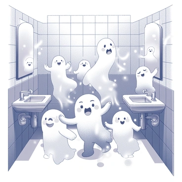 A lively dance party with spirits in the school bathroom, hosted by Hanako-kun