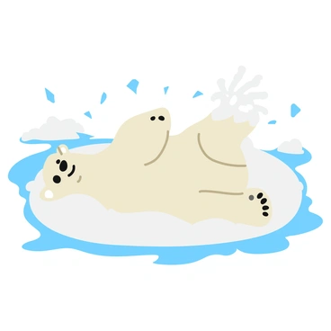 A polar bear with shaggy fur playing in the snow