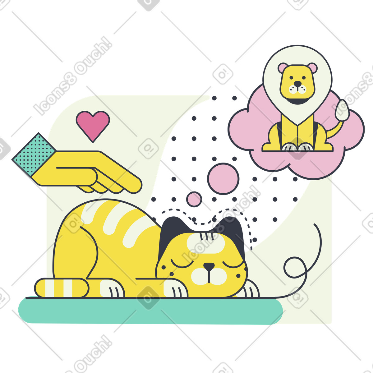 Gattino con grandi sogni illustrazione in stile Abstract scarica in PNG, SVG