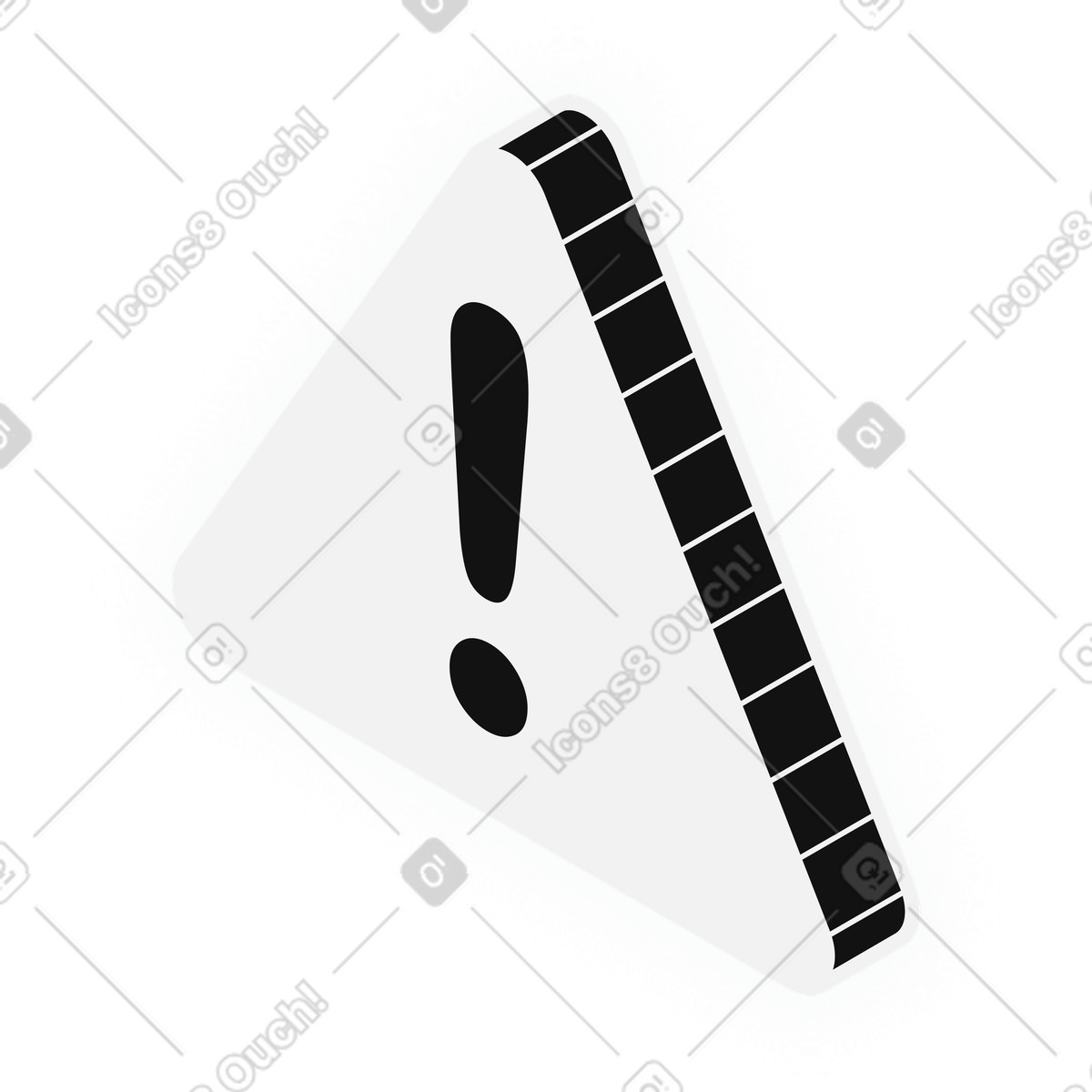 Warning alert white triangle exclamation sign illustration in Inverse style download in PNG, SVG