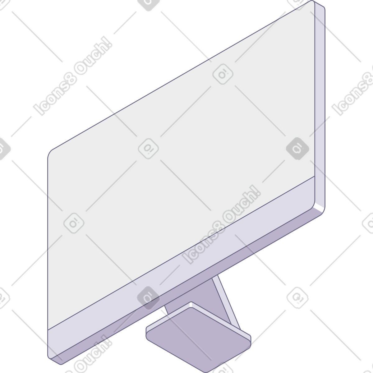 Slim monitor illustration clipart with clean user interface on screen