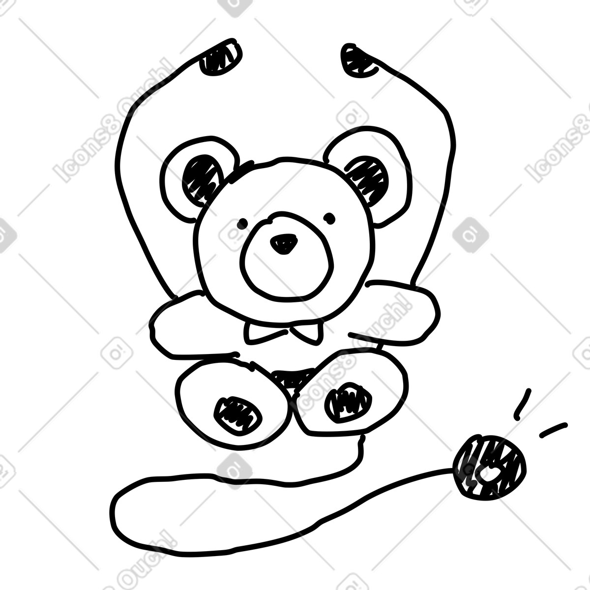 Rough Sketch スタイルの Teddy bear hugged by stethoscope symbolizing pediatric healthcare care のイラストをPNG、SVG形式でダウンロード