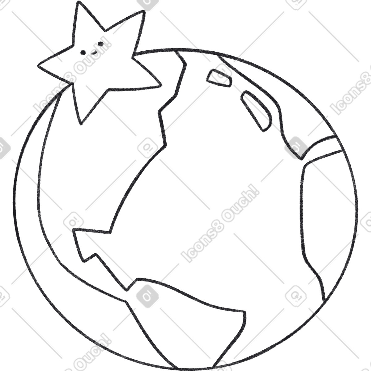 Ilustração de Globe and the star em no estilo Bonbon Line para baixar em PNG, SVG