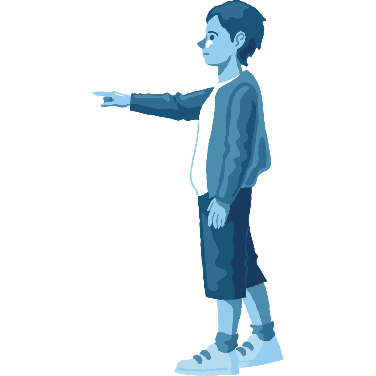 下载 Cherry 风格的 Boy pointing side view 插画，支持 PNG、SVG 格式
