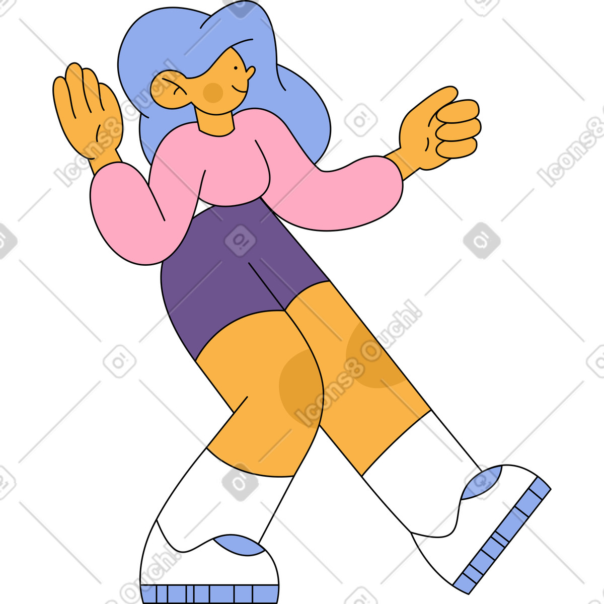 Ilustração de Mulher dançando em no estilo Bloom para baixar em PNG, SVG