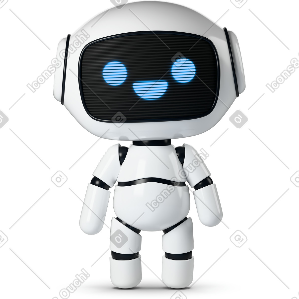 下载 3D Business 风格的 Cute robot standing 动画插图，支持 GIF、Lottie （JSON）、AE 格式