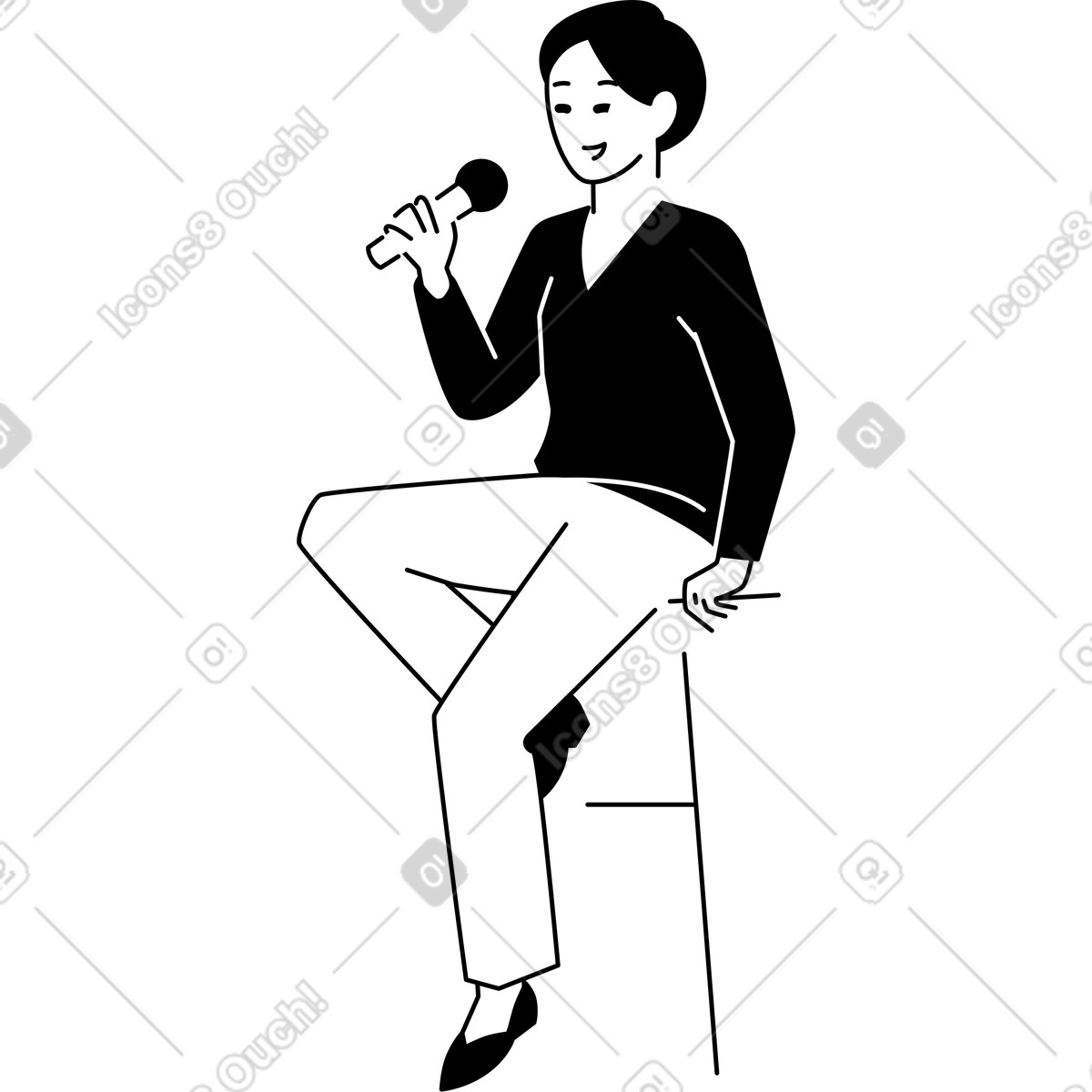 下载 Weekday 风格的 年轻女子对着麦克风说话 插画，支持 PNG、SVG 格式