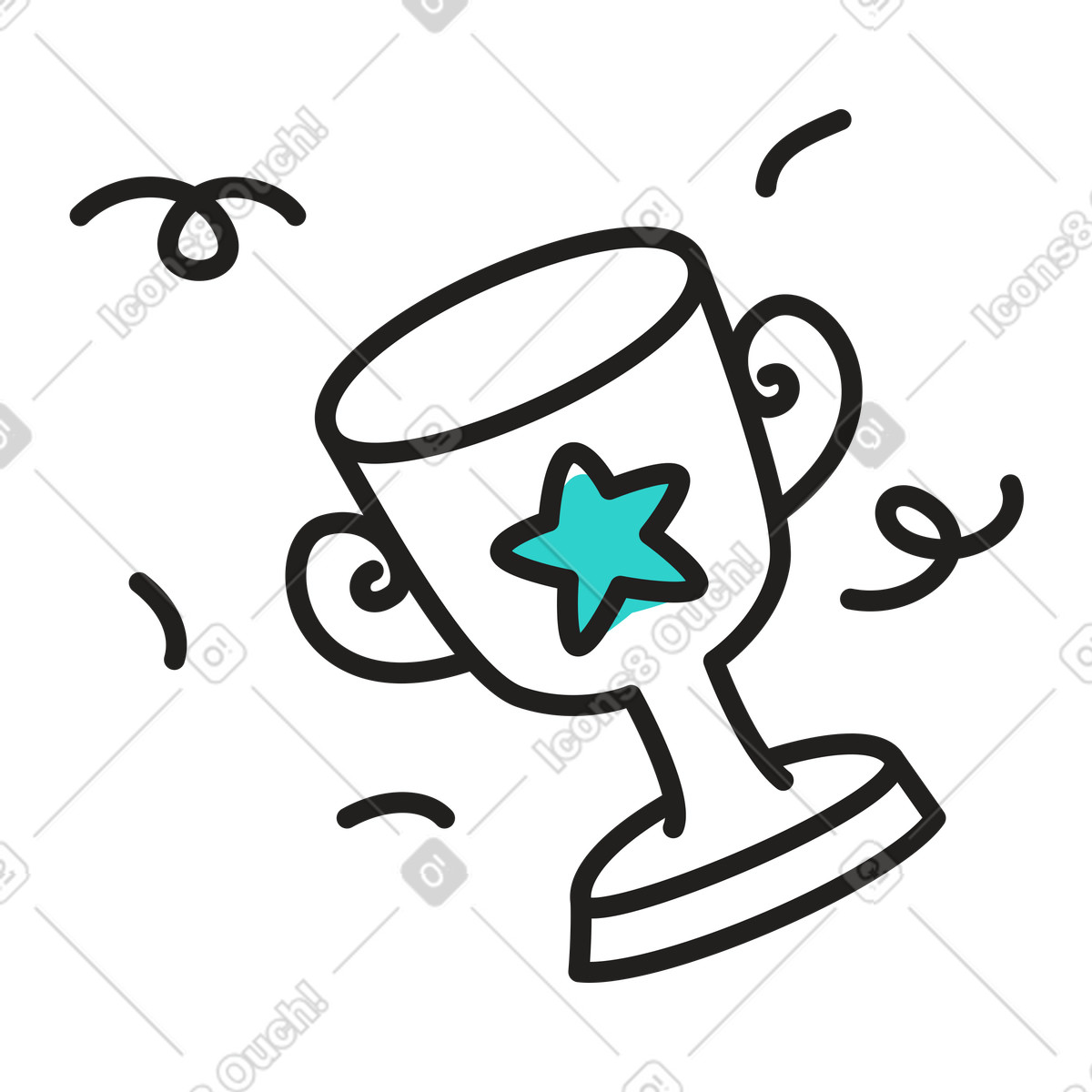 Winner's cup with a star sign illustration in Little style download in PNG, SVG