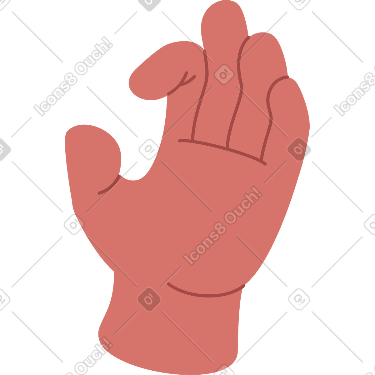 Pollice e indice che tengono qualcosa illustrazione in stile Airy scarica in PNG, SVG