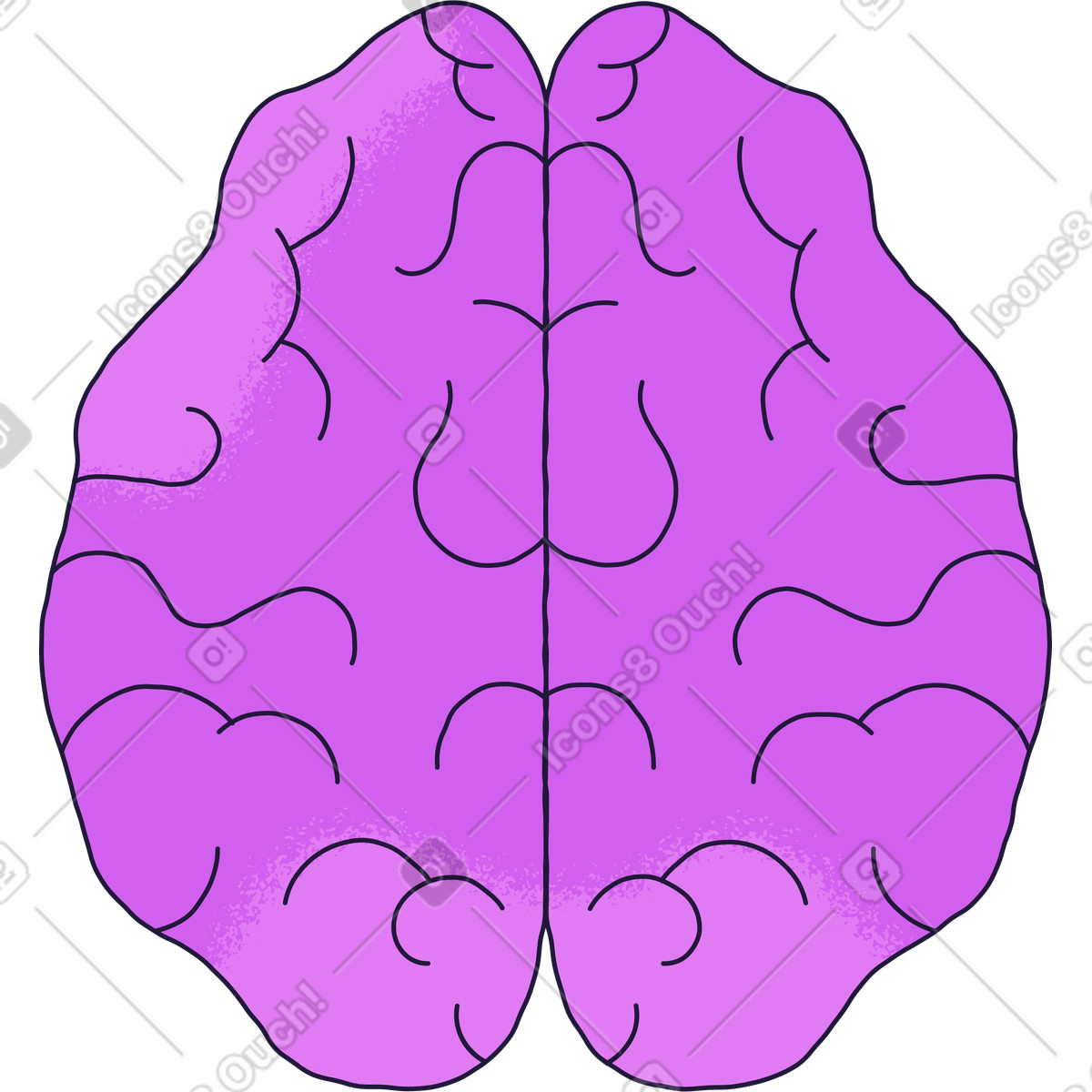 Gehirn oben-Illustration im Conifer-Stil als Download in PNG, SVG