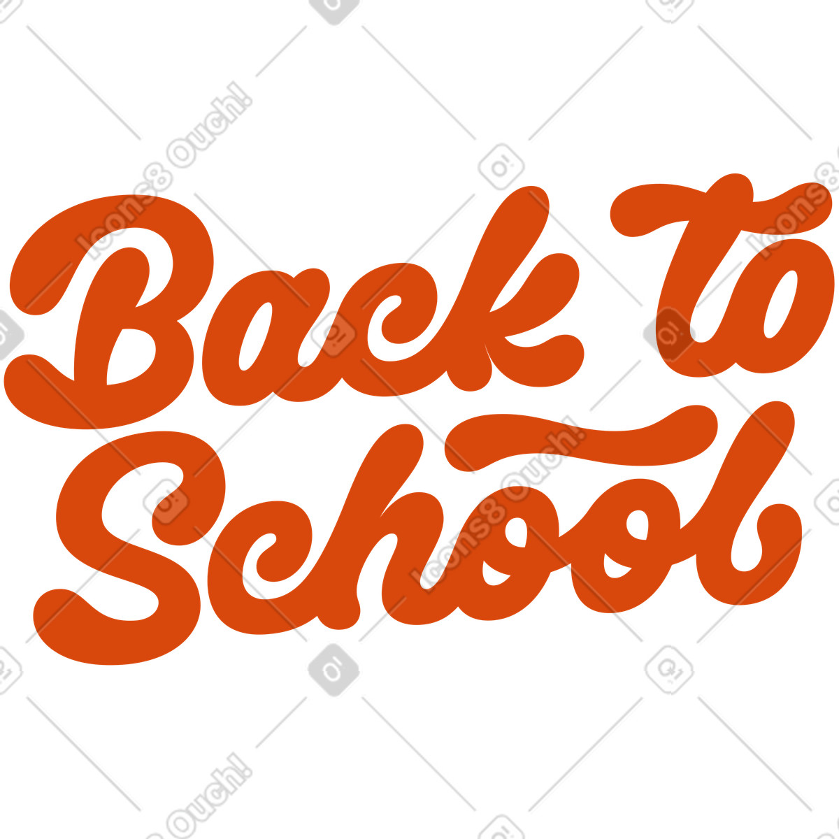 Lettering back to school text illustration in Orange style download in PNG, SVG