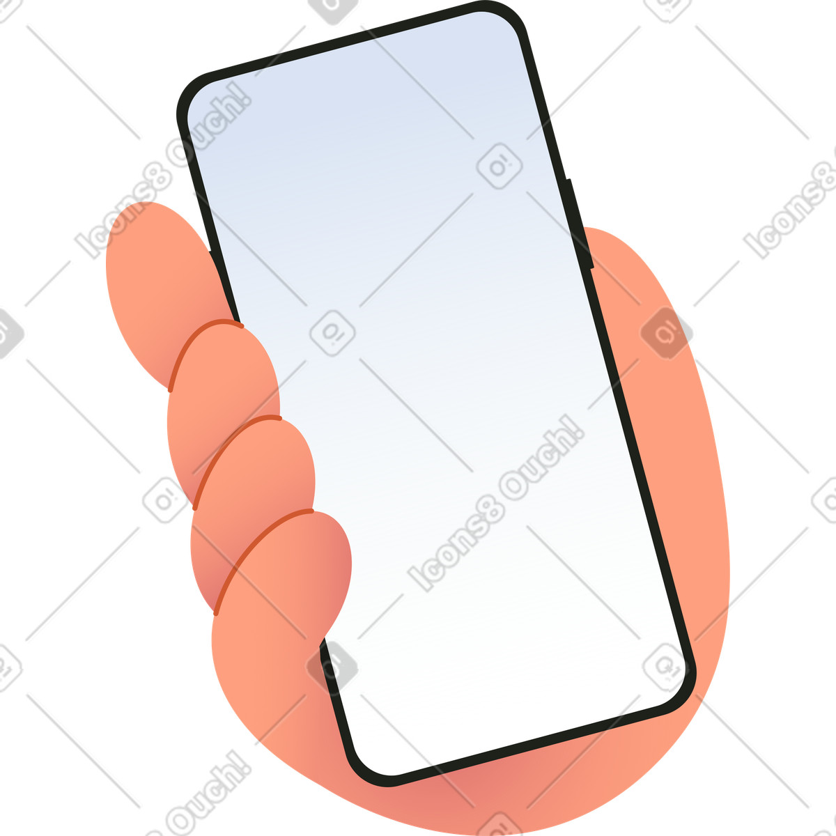 Ilustración Teléfono inteligente de mano en estilo Colors a descargar en PNG y SVG