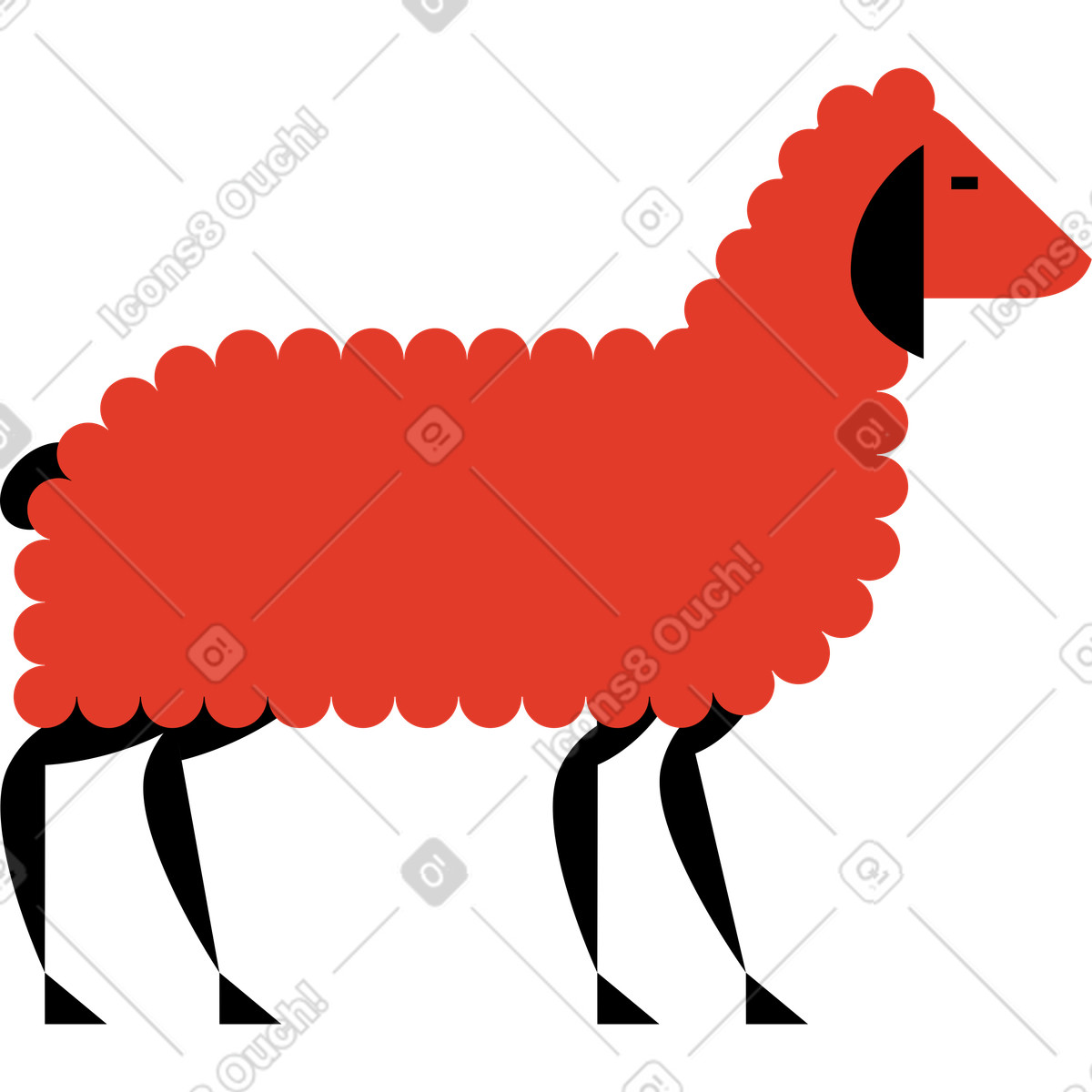 Ilustración Oveja en estilo Burgundy a descargar en PNG y SVG