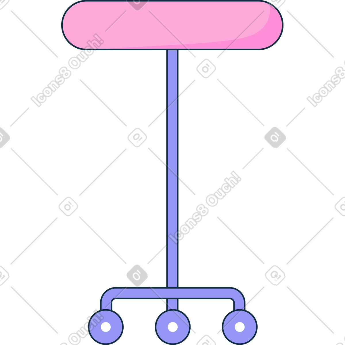下载 Bubble gum 风格的 三轮无靠背椅 插画，支持 PNG、SVG 格式