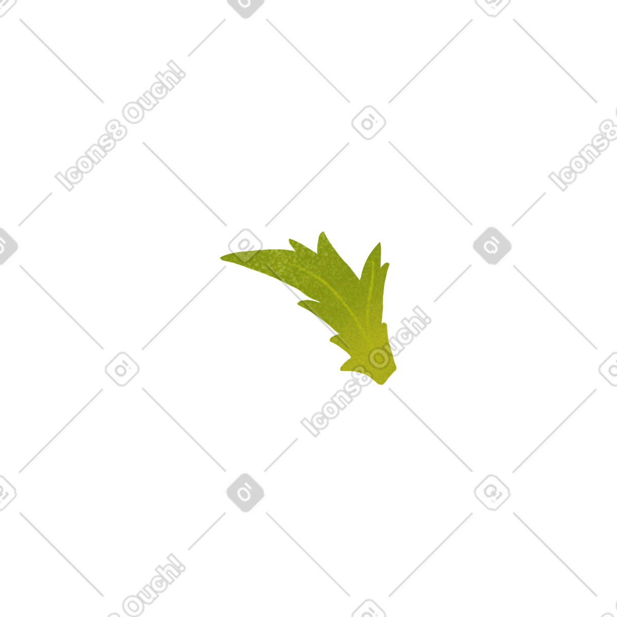Small green poppy leaf illustration in Floral style download in PNG, SVG