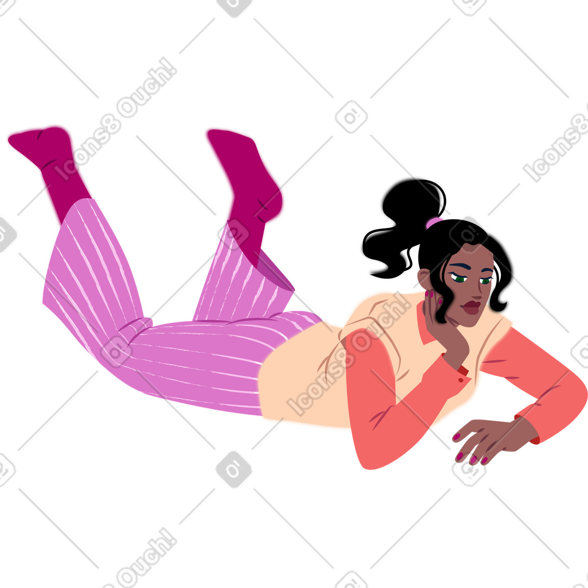 Ilustración Mujer joven acostada en estilo Everyday a descargar en PNG y SVG