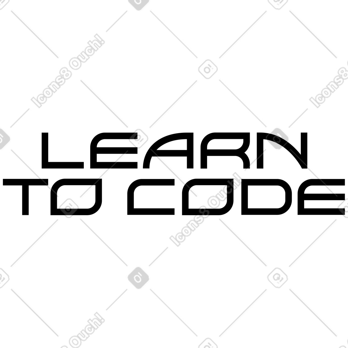 Lettering learn to code text illustration in Typography style download in PNG, SVG