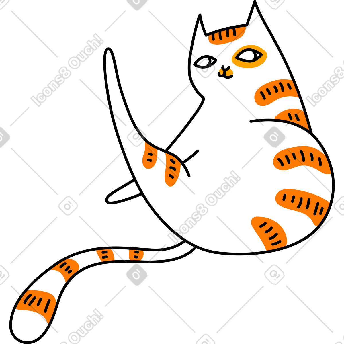 Sitting cat illustration in Purr style download in PNG, SVG
