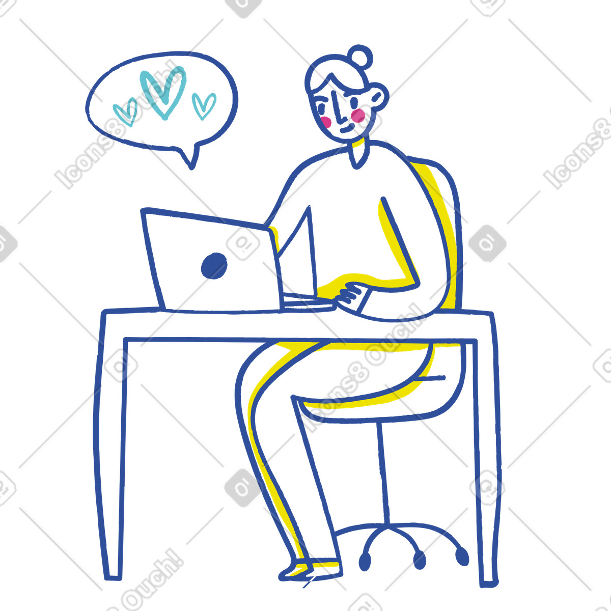 Ilustración Woman chatting on laptop en estilo Lime a descargar en PNG y SVG