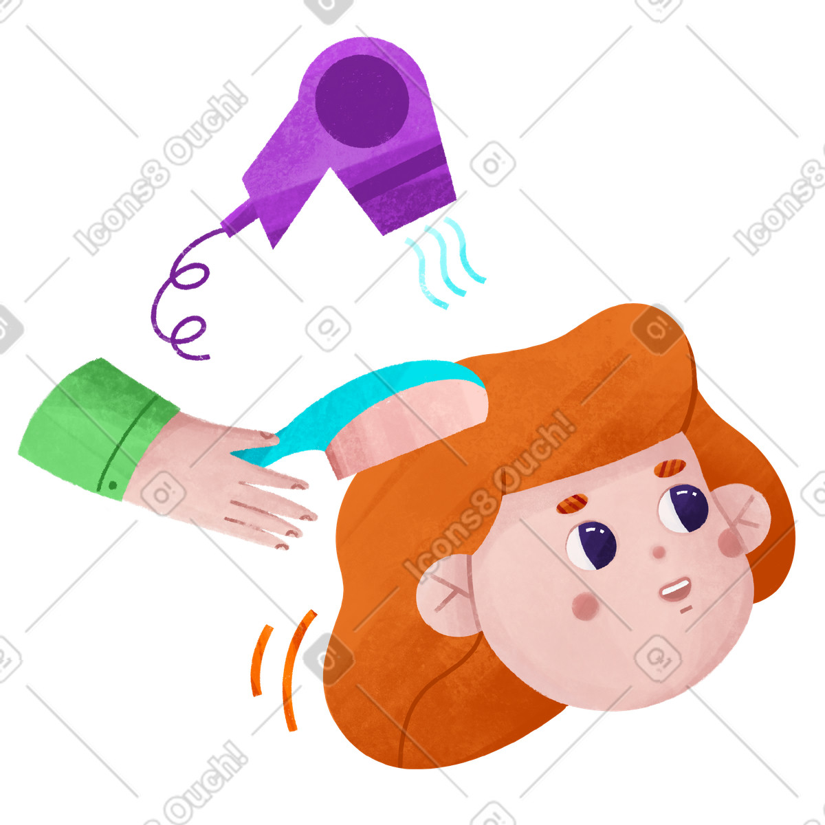Mädchen mit orangefarbenen haaren lässt sich von einer spezialistin die haare stylen-Illustration im Bonbon-Stil als Download in PNG, SVG