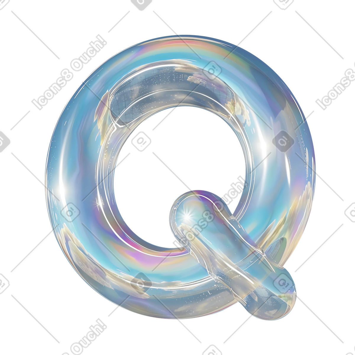 充气字母 q插图，PNG、SVG格式